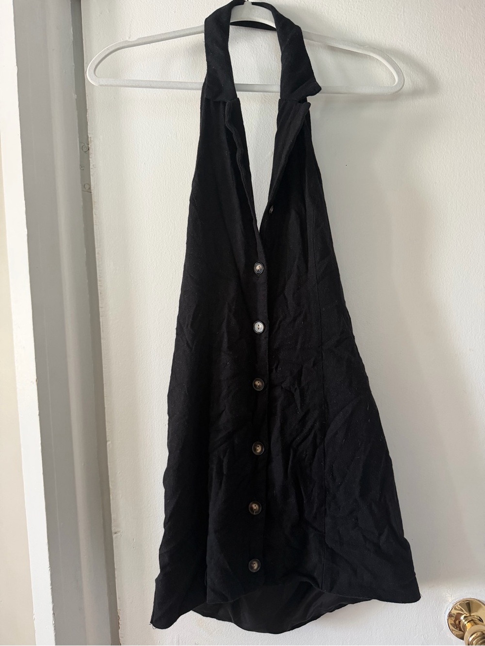 Monteau Black Halter Button-Down Mini Dress